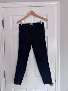 Sezane Slim Parfait Jeans Black, Size 28